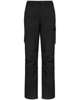 WK. Designed To Work Dames werkbroek met meerdere zakken in Black, voorkant