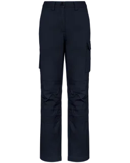 WK. Designed To Work Dames werkbroek met meerdere zakken in Navy, voorkant