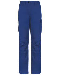 WK. Designed To Work Dames werkbroek met meerdere zakken in Royal Blue, voorkant