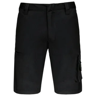 WK. Designed To Work Workwearbermuda met meerdere zakken in Black, voorkant