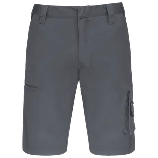WK. Designed To Work Workwearbermuda met meerdere zakken in Convoy Grey, voorkant