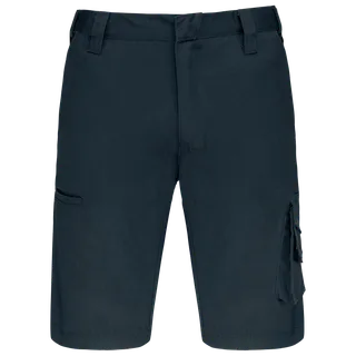 WK. Designed To Work Workwearbermuda met meerdere zakken in Navy, voorkant