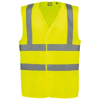WK. Designed To Work HI-VIS veiligheidshesje volwassene unisex in Hi Viz Yellow, voorkant