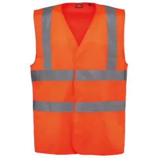 WK. Designed To Work HI-VIS veiligheidshesje volwassene unisex in Hi Viz Orange, voorkant