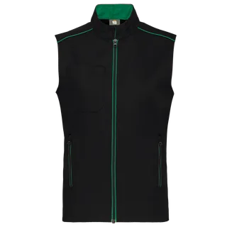 WK. Designed To Work Day To Day bodywarmer in Black / Kelly Green, voorkant