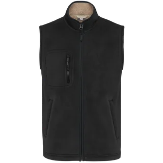 WK. Designed To Work Unisex fleece bodywarmer with sherpa inner in Black, voorkant