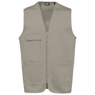 WK. Designed To Work Bodywarmer van polykatoen met meerdere zakken in Beige, voorkant