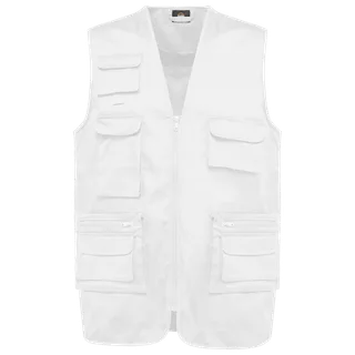 WK. Designed To Work Gevoerde uniseks gilet van polykatoen multizakken in White, voorkant