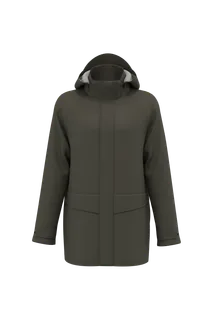 WK. Designed To Work Unisex coated rain jacket in Dark Khaki, voorkant