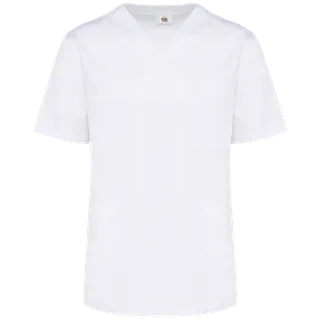WK. Designed To Work Katoenen unisex tuniek met korte mouwen in White, voorkant
