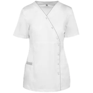 WK. Designed To Work Damesblouse van polykatoen met drukknopen in White, voorkant