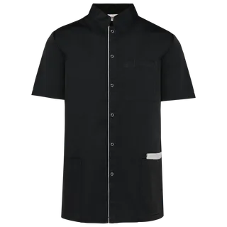 WK. Designed To Work Men’s polycotton smock with press studs in Black, voorkant