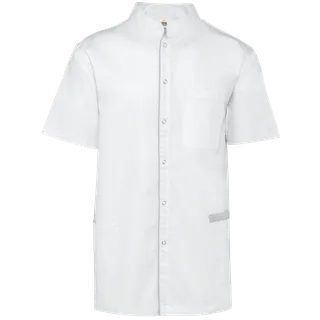 WK. Designed To Work Men’s polycotton smock with press studs in White, voorkant