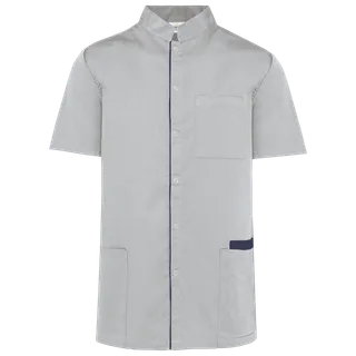 WK. Designed To Work Men’s polycotton smock with press studs in Snow Grey, voorkant