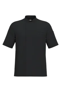 WK. Designed To Work Ecologisch en ademend koksjasje met korte mouwen uniseks in Black, voorkant