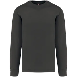 WK. Designed To Work Sweater ingezette mouwen in Dark Grey, voorkant