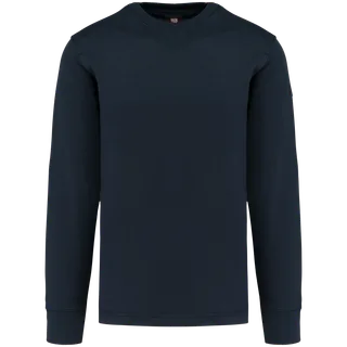 WK. Designed To Work Sweater ingezette mouwen in Navy, voorkant