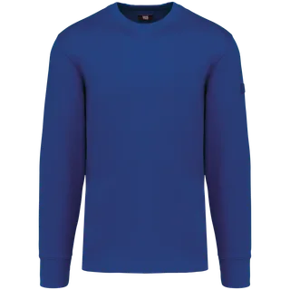 WK. Designed To Work Sweater ingezette mouwen in Royal Blue, voorkant
