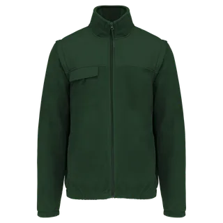 WK. Designed To Work Fleecevest met afneembare mouwen heren in Forest Green, voorkant