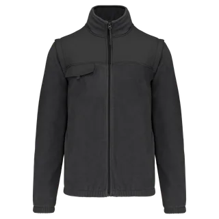 WK. Designed To Work Fleecevest met afneembare mouwen heren in Dark Grey, voorkant