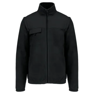 WK. Designed To Work Fleecevest met afneembare mouwen heren in Black, voorkant