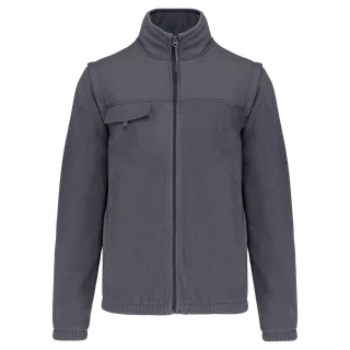 WK. Designed To Work Fleecevest met afneembare mouwen heren in Convoy Grey, voorkant
