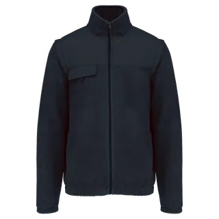 WK. Designed To Work Fleecevest met afneembare mouwen heren in Navy, voorkant