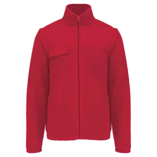 WK. Designed To Work Fleecevest met afneembare mouwen heren in Red, voorkant