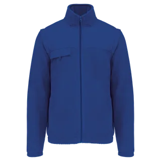 WK. Designed To Work Fleecevest met afneembare mouwen heren in Royal Blue, voorkant