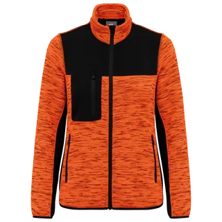 WK. Designed To Work Recycled ladies polytricot jacket in Fluorescent Orange Melange / Black, voorkant