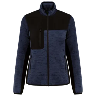 WK. Designed To Work Recycled ladies polytricot jacket in Navy Melange / Black, voorkant