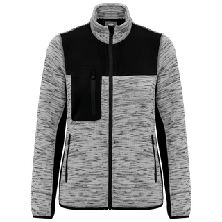 WK. Designed To Work Recycled ladies polytricot jacket in Light Grey Melange / Black, voorkant