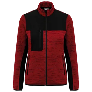 WK. Designed To Work Recycled ladies polytricot jacket in Red Melange / Black, voorkant