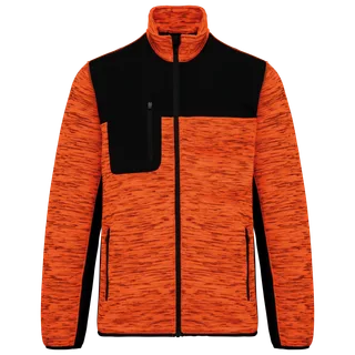 WK. Designed To Work Recycled Mens Polytricot Jacket in Fluorescent Orange Melange / Black, voorkant