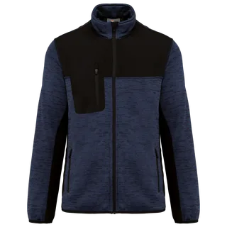 WK. Designed To Work Recycled Mens Polytricot Jacket in Navy Melange / Black, voorkant