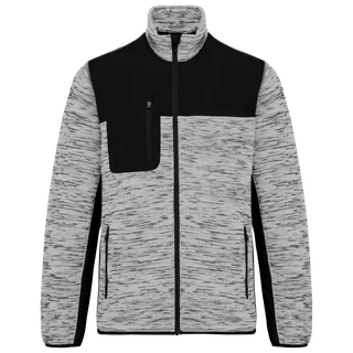 WK. Designed To Work Recycled Mens Polytricot Jacket in Light Grey Melange / Black, voorkant