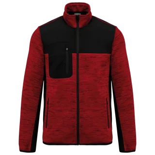 WK. Designed To Work Recycled Mens Polytricot Jacket in Red Melange / Black, voorkant