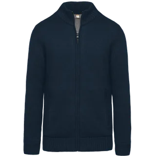 WK. Designed To Work Fleece lined cardigan in Navy, voorkant