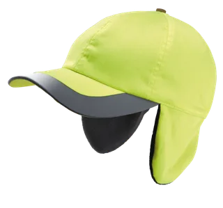 WK. Designed To Work Neon winter cap - 6 panels in Fluorescent Yellow, voorkant