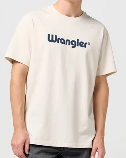 Wrangler T-shirt with logo in Beige, voorkant