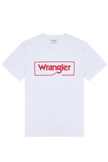 Wrangler T-shirt with logo in White, voorkant