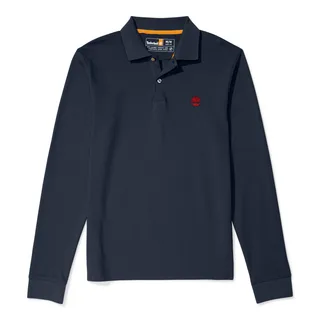 Timberland Polo LS piqué slim in Dark Sapphire, voorkant