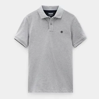 Timberland Polo biologisch piquékatoen korte mouwen Millers River in Medium Grey Heather, voorkant