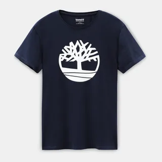 Timberland Brand Tree T-shirt van biologisch katoen in Dark Sapphire, voorkant