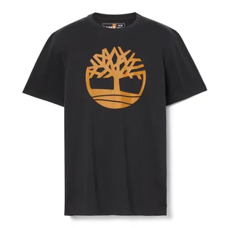 Timberland Brand Tree T-shirt van biologisch katoen in Black / Wheat, voorkant