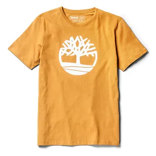 Timberland Brand Tree T-shirt van biologisch katoen in Wheat, voorkant