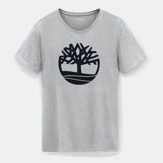 Timberland Brand Tree T-shirt van biologisch katoen in Medium Grey Heather, voorkant