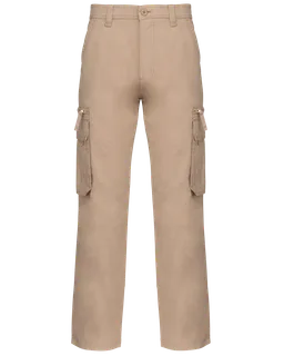 Kariban Multi pocket trousers in Beige, voorkant