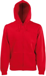 Fruit of the Loom Heren Premium hoodie met volledige rits in Red, voorkant