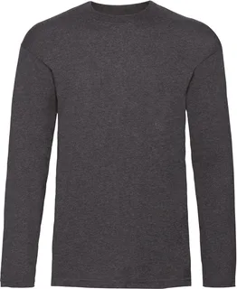 Fruit of the Loom Value Weight Longsleeves T-shirt in Dark Heather Grey, voorkant